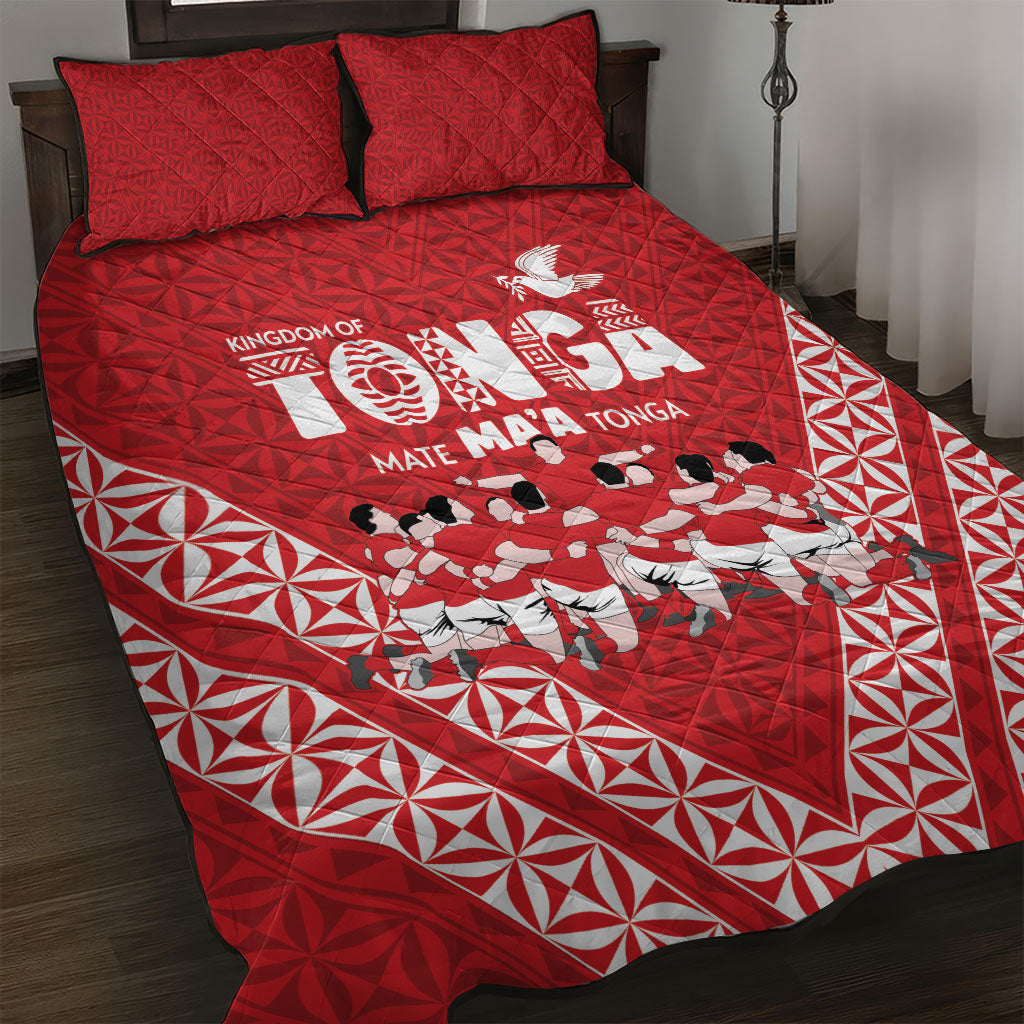 Mate Ma'a Tonga Quilt Bed Set Tongan Sipi Tau Ngatu Inspired Red LT9 Red - Polynesian Pride