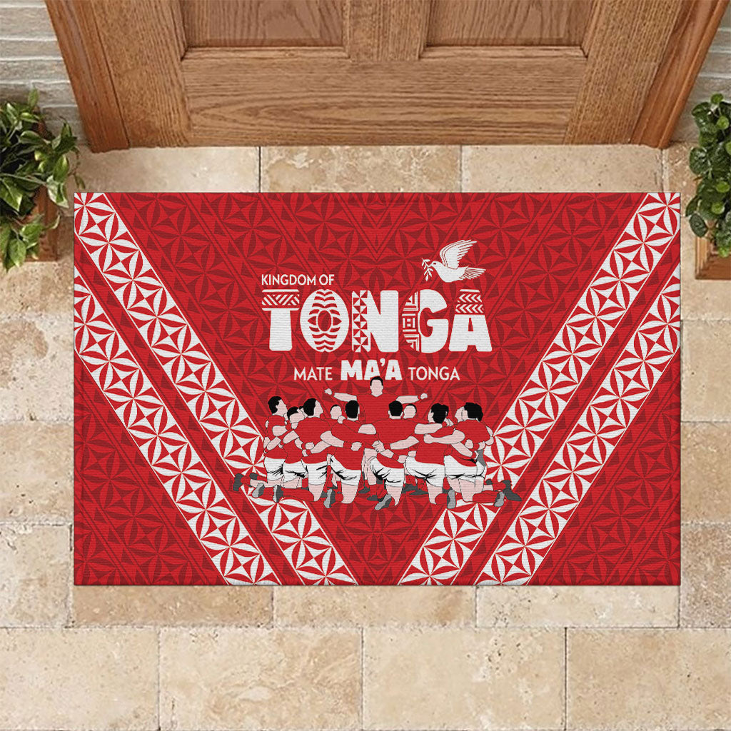 Mate Ma'a Tonga Rubber Doormat Tongan Sipi Tau Ngatu Inspired Red LT9 Red - Polynesian Pride