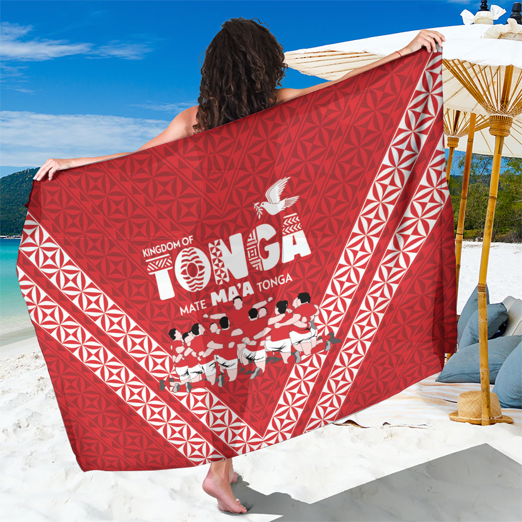 Mate Ma'a Tonga Sarong Tongan Sipi Tau Ngatu Inspired Red LT9 One Size 44 x 66 inches Red - Polynesian Pride