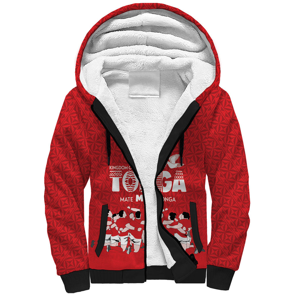 Mate Ma'a Tonga Custom Sherpa Hoodie Tongan Sipi Tau Ngatu Inspired Red LT9 Unisex Red - Polynesian Pride