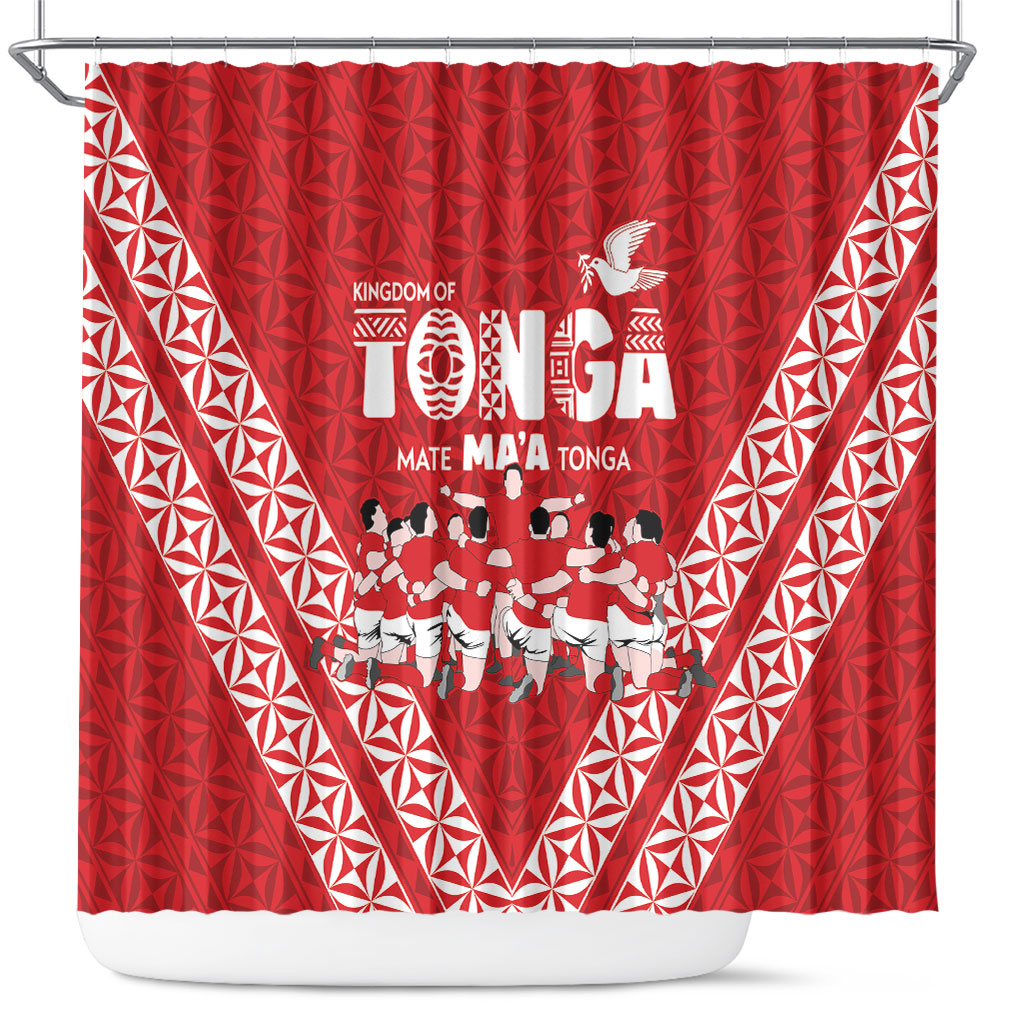Mate Ma'a Tonga Shower Curtain Tongan Sipi Tau Ngatu Inspired Red LT9 Red - Polynesian Pride