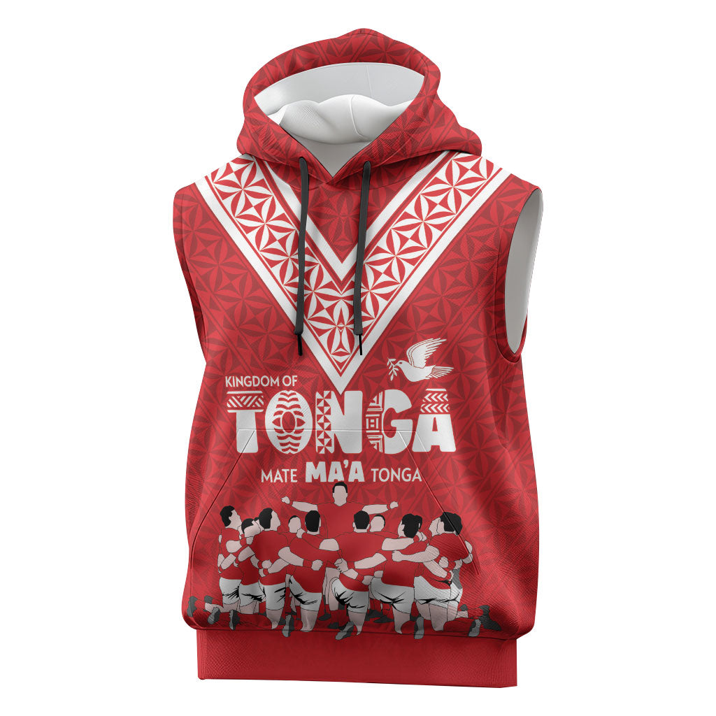 Mate Ma'a Tonga Custom Sleeveless Hoodie Tongan Sipi Tau Ngatu Inspired Red LT9 Red - Polynesian Pride