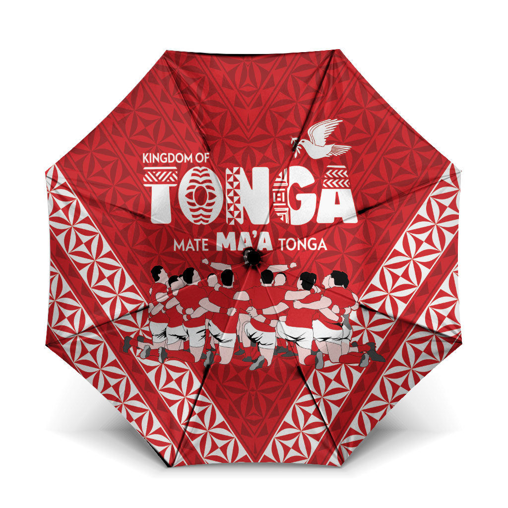 Mate Ma'a Tonga Umbrella Tongan Sipi Tau Ngatu Inspired Red LT9 One Size Folded 11.42 inch Opened Diameter 37.4 inch Red - Polynesian Pride