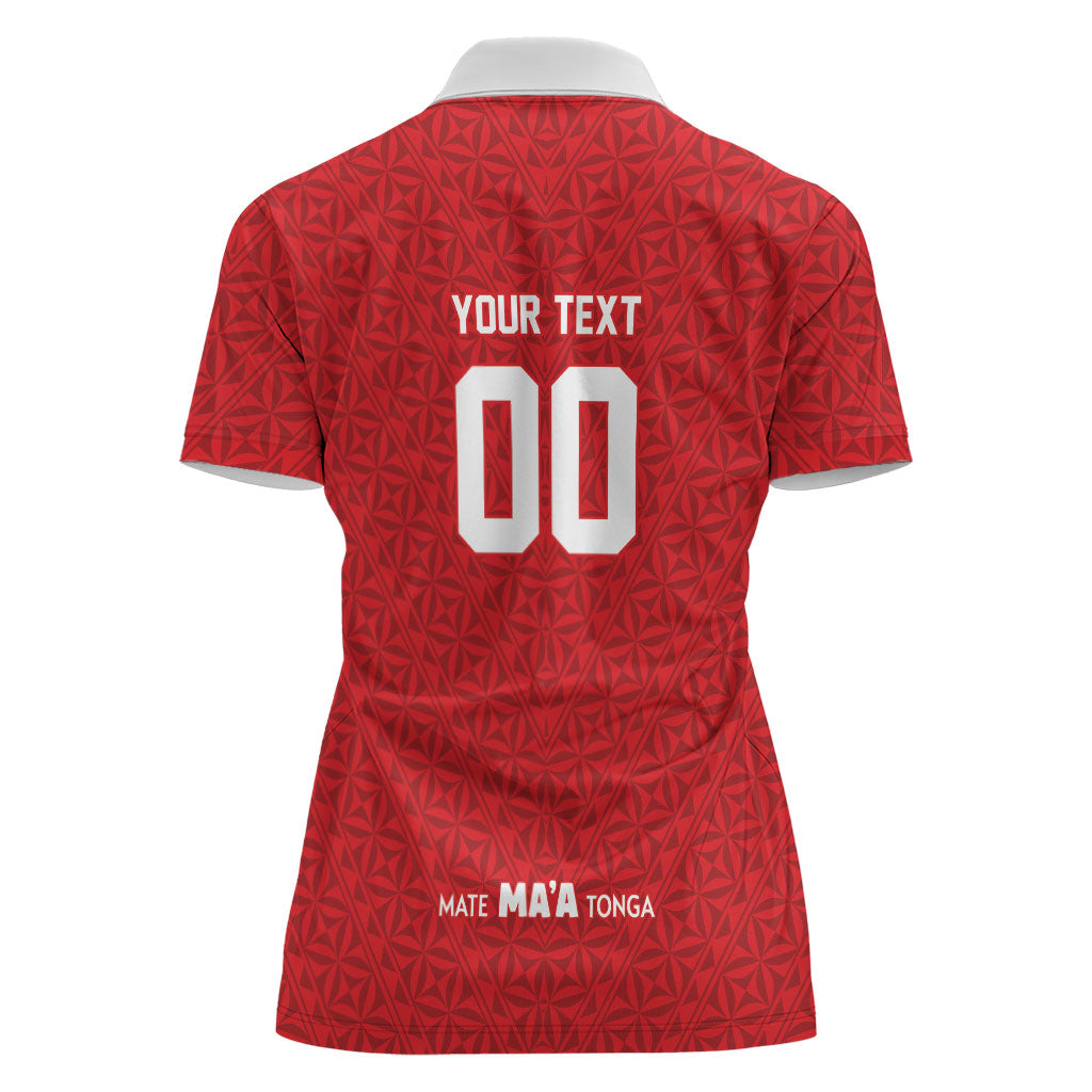Mate Ma'a Tonga Custom Women Polo Shirt Tongan Sipi Tau Ngatu Inspired Red LT9 - Polynesian Pride