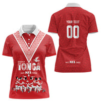Mate Ma'a Tonga Custom Women Polo Shirt Tongan Sipi Tau Ngatu Inspired Red LT9 - Polynesian Pride