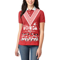 Mate Ma'a Tonga Custom Women Polo Shirt Tongan Sipi Tau Ngatu Inspired Red LT9 - Polynesian Pride