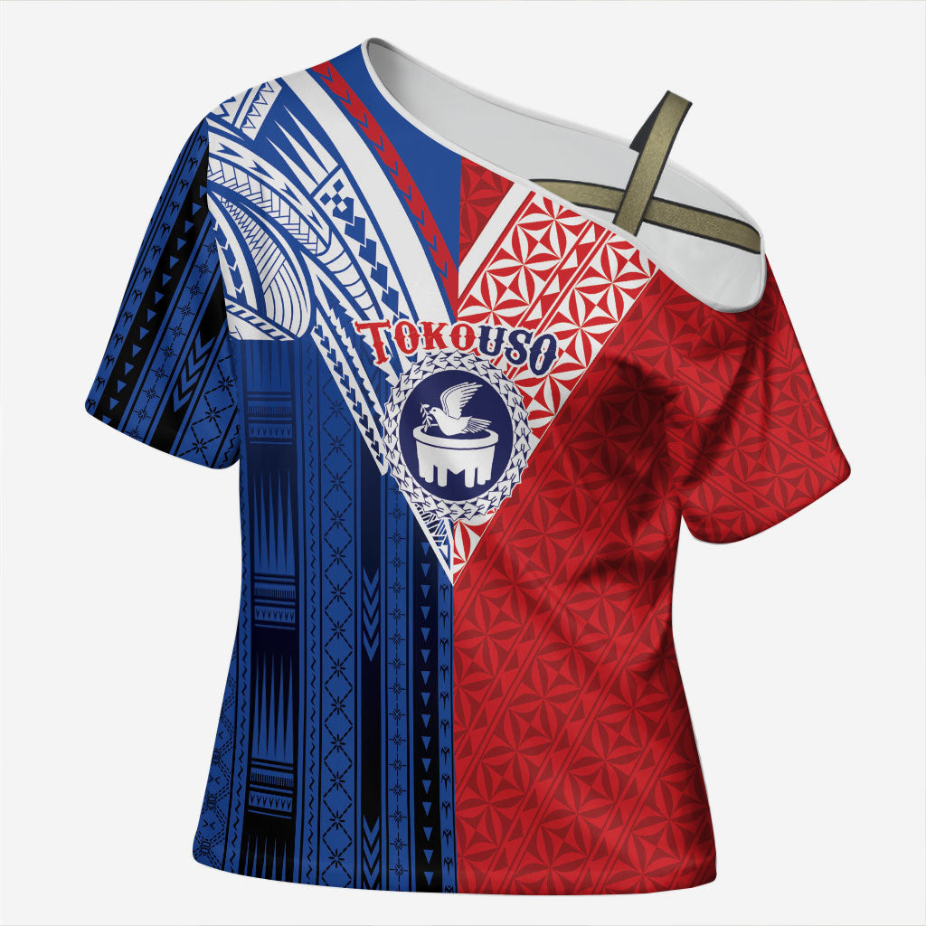TokoUso Samoa Tonga Personalised Cross Shoulder Shirt Pacific Brotherhood Tribal Pattern LT9 Female Multicolor - Polynesian Pride
