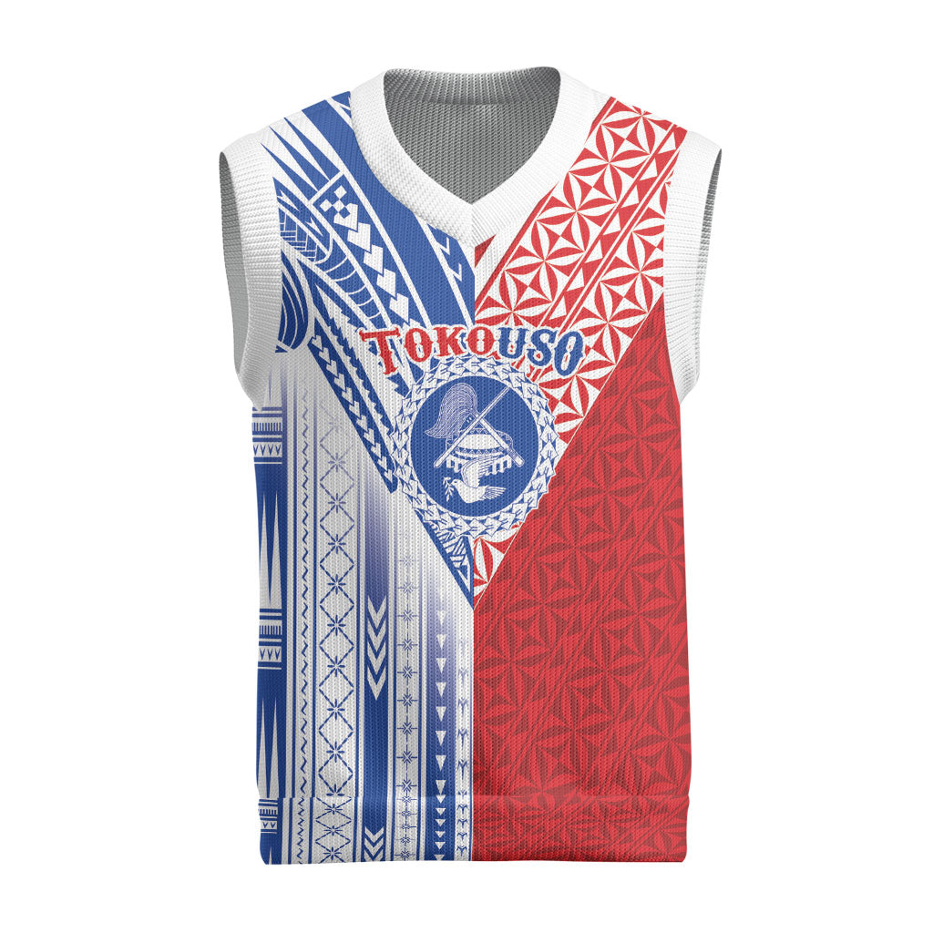 TokoUso American Samoa Tonga Personalised Christmas Knitted V-Neck Vest Pacific Brotherhood Tribal Pattern LT9 Multicolor - Polynesian Pride