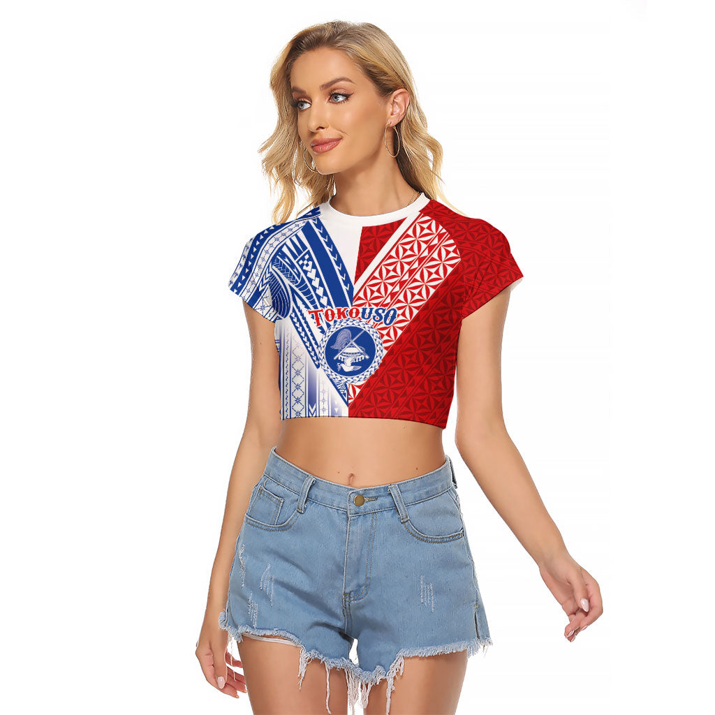 TokoUso American Samoa Tonga Personalised Raglan Cropped T Shirt Pacific Brotherhood Tribal Pattern LT9 Female Multicolor - Polynesian Pride