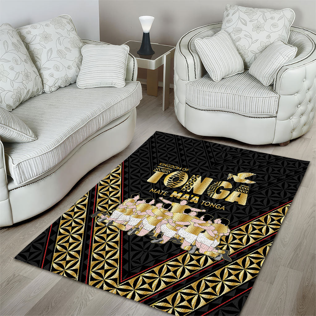 Mate Ma'a Tonga Area Rug Tongan Sipi Tau Ngatu Inspired Black LT9 - Polynesian Pride