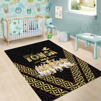 Mate Ma'a Tonga Area Rug Tongan Sipi Tau Ngatu Inspired Black LT9 - Polynesian Pride