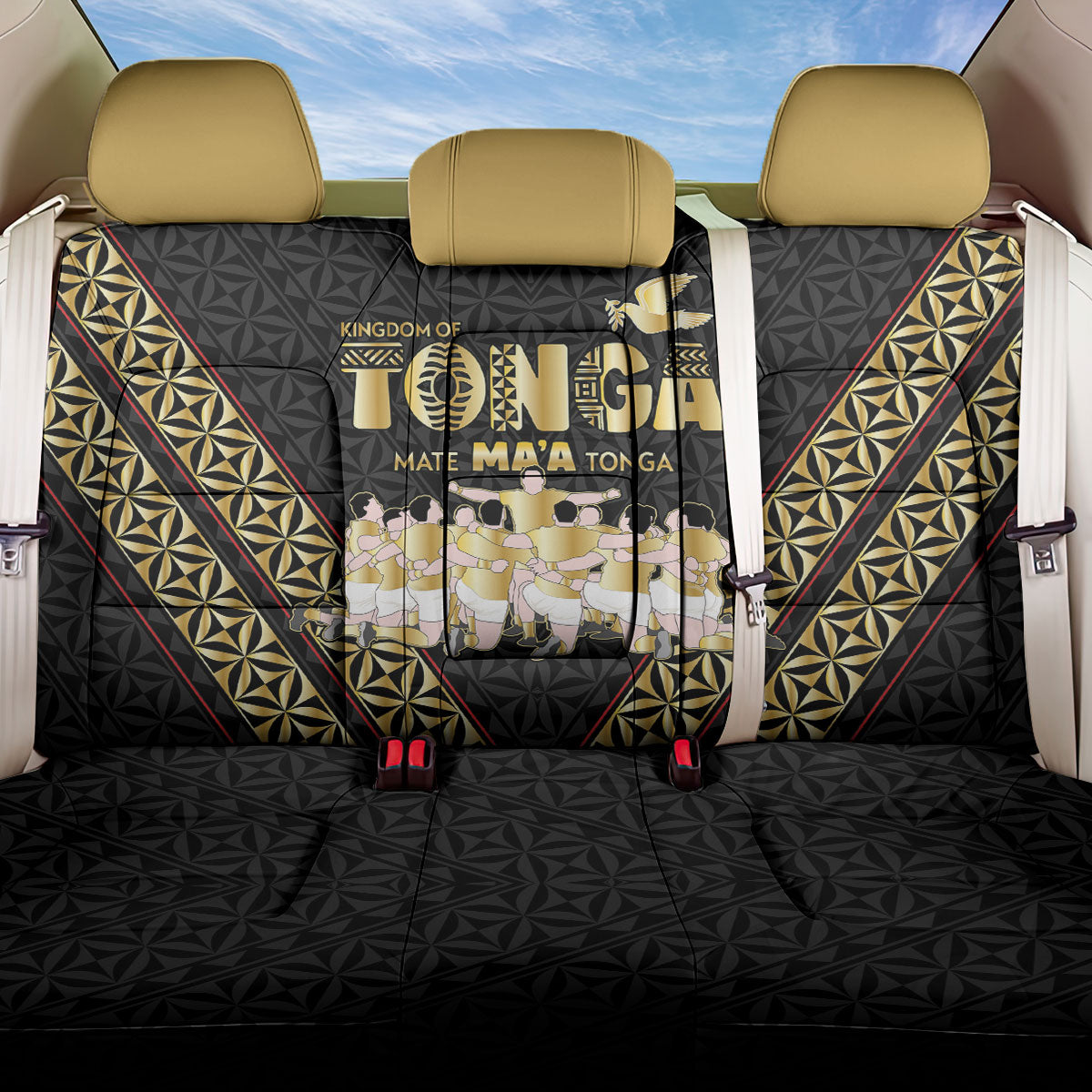 Mate Ma'a Tonga Back Car Seat Cover Tongan Sipi Tau Ngatu Inspired Black LT9 One Size Black - Polynesian Pride