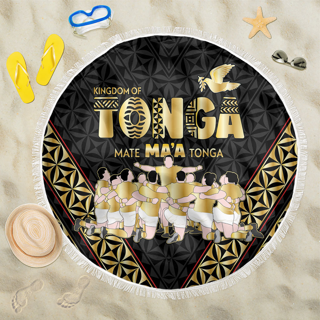 Mate Ma'a Tonga Beach Blanket Tongan Sipi Tau Ngatu Inspired Black LT9 One Size 150cm Black - Polynesian Pride