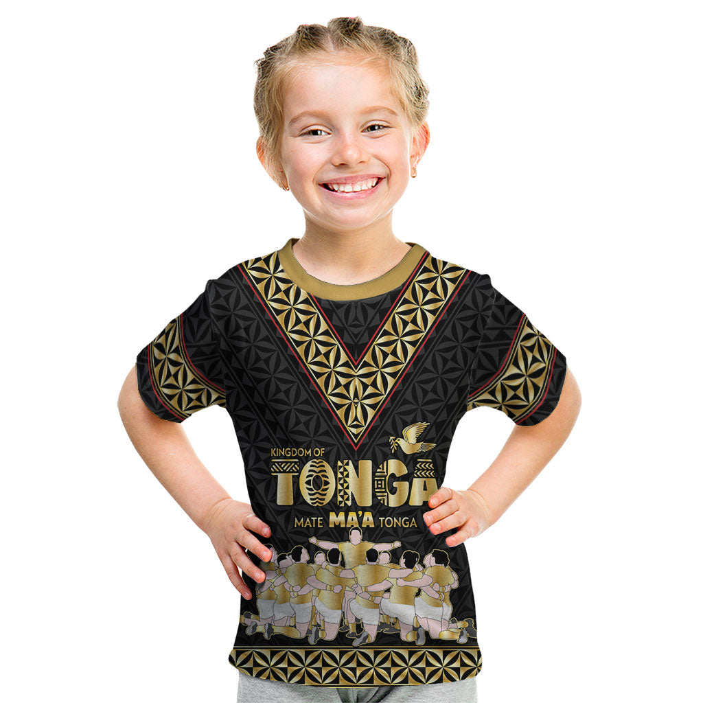 Mate Ma'a Tonga Custom Kid T Shirt Tongan Sipi Tau Ngatu Inspired Black LT9 Black - Polynesian Pride