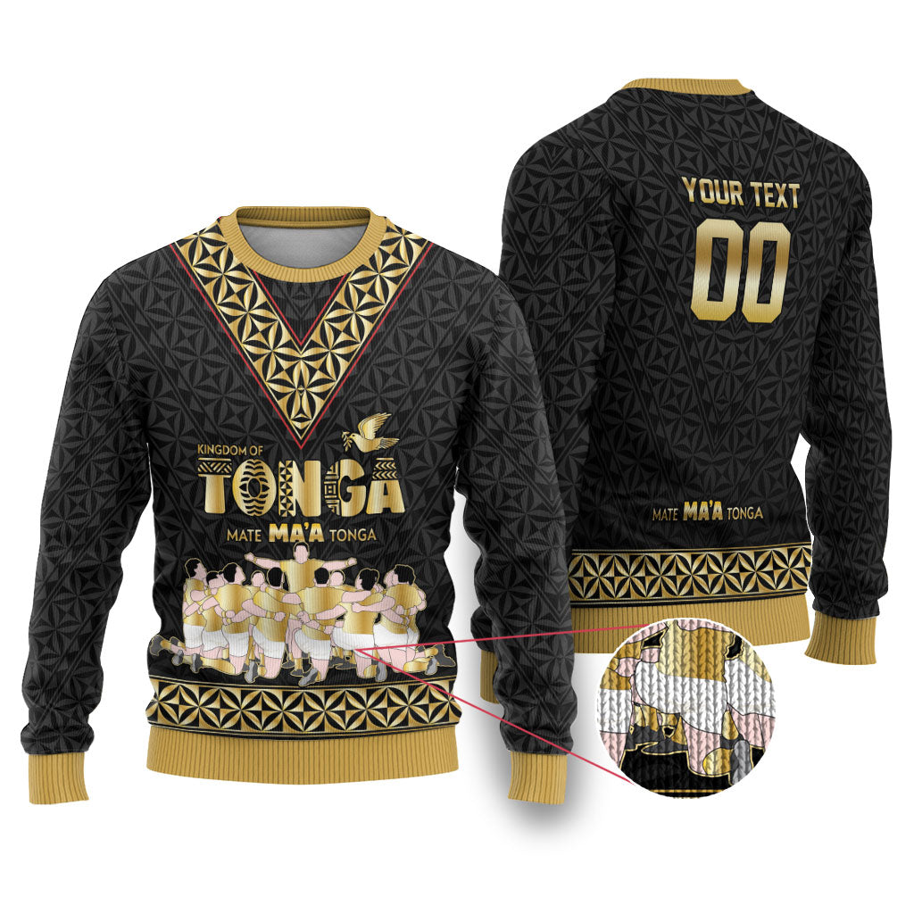 Mate Ma'a Tonga Custom Ugly Christmas Sweater Tongan Sipi Tau Ngatu Inspired Black LT9 Black - Polynesian Pride