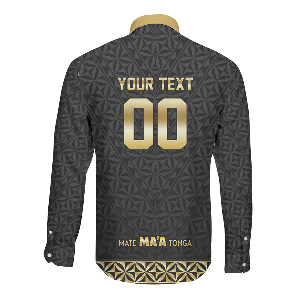 Mate Ma'a Tonga Custom Long Sleeve Button Shirt Tongan Sipi Tau Ngatu Inspired Black LT9 - Polynesian Pride