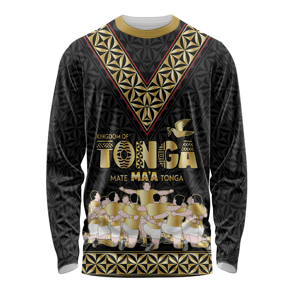 Mate Ma'a Tonga Custom Long Sleeve Shirt Tongan Sipi Tau Ngatu Inspired Black LT9 Unisex Black - Polynesian Pride