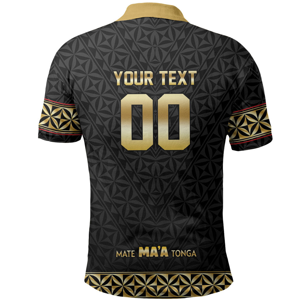 Mate Ma'a Tonga Custom Polo Shirt Tongan Sipi Tau Ngatu Inspired Black LT9 - Polynesian Pride