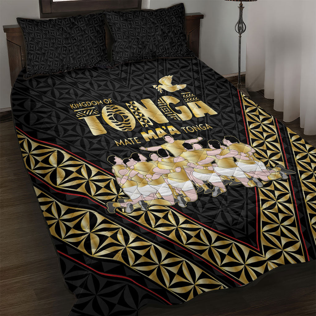 Mate Ma'a Tonga Quilt Bed Set Tongan Sipi Tau Ngatu Inspired Black LT9 Black - Polynesian Pride
