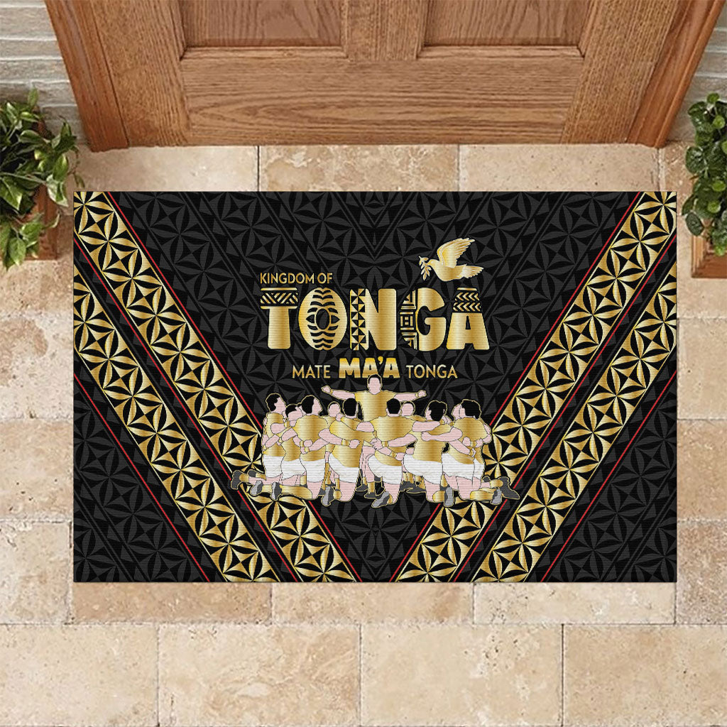 Mate Ma'a Tonga Rubber Doormat Tongan Sipi Tau Ngatu Inspired Black LT9 Black - Polynesian Pride