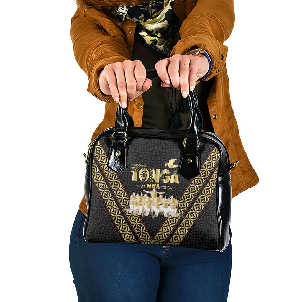 Mate Ma'a Tonga Shoulder Handbag Tongan Sipi Tau Ngatu Inspired Black LT9 One Size Black - Polynesian Pride