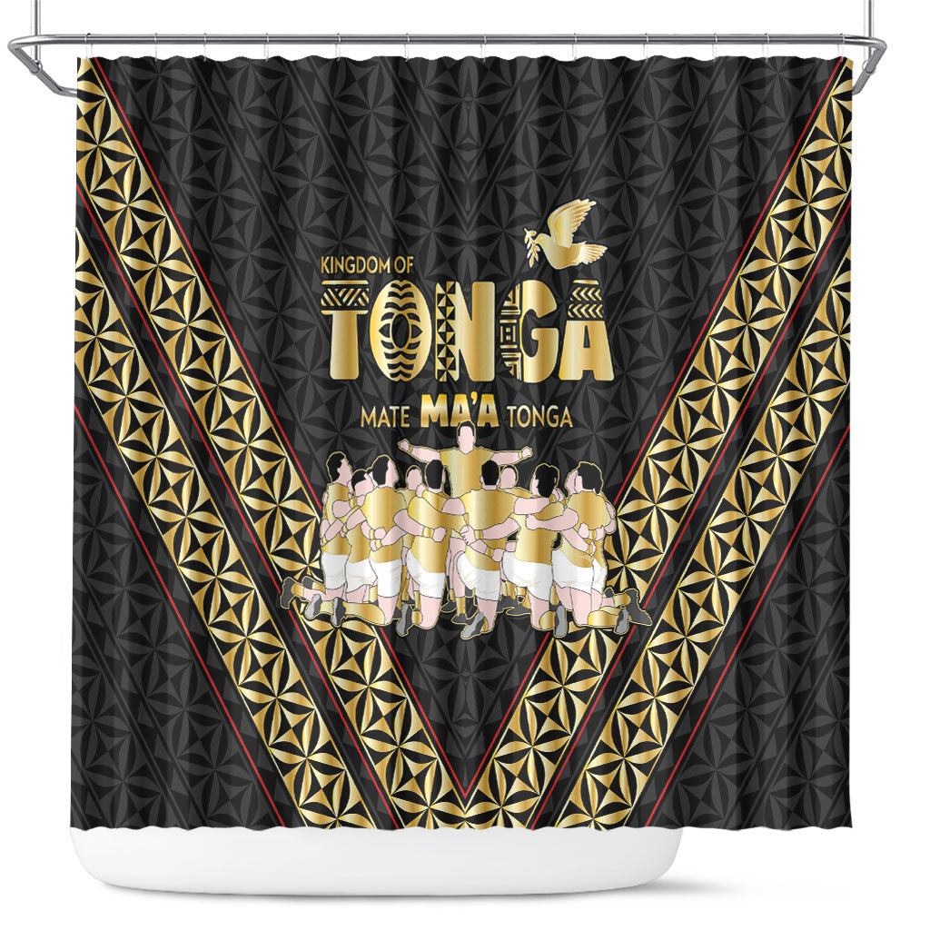 Mate Ma'a Tonga Shower Curtain Tongan Sipi Tau Ngatu Inspired Black LT9 Black - Polynesian Pride
