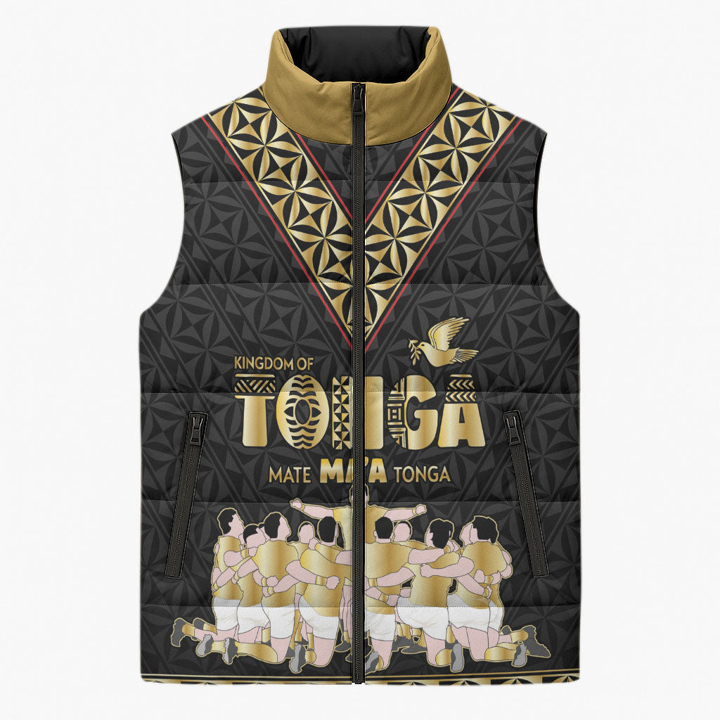 Mate Ma'a Tonga Custom Sleeveless Puffer Jacket Tongan Sipi Tau Ngatu Inspired Black LT9 Unisex Black - Polynesian Pride