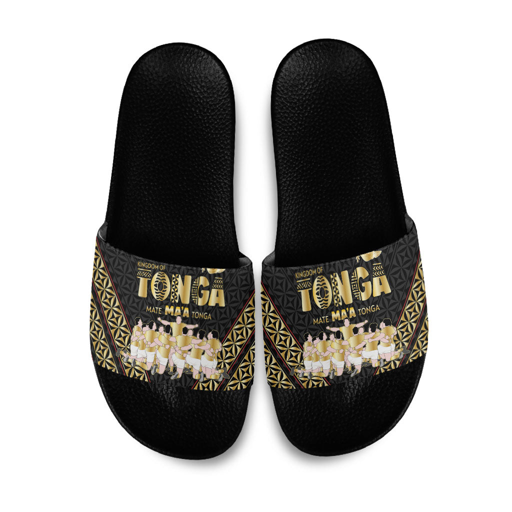 Mate Ma'a Tonga Slide Sandals Tongan Sipi Tau Ngatu Inspired Black LT9 Black - Polynesian Pride