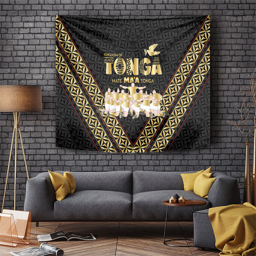 Mate Ma'a Tonga Tapestry Tongan Sipi Tau Ngatu Inspired Black LT9 Black - Polynesian Pride