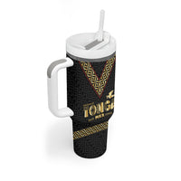 Mate Ma'a Tonga Tumbler With Handle Tongan Sipi Tau Ngatu Inspired Black LT9 - Polynesian Pride