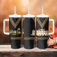 Mate Ma'a Tonga Tumbler With Handle Tongan Sipi Tau Ngatu Inspired Black LT9 - Polynesian Pride