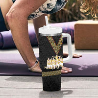 Mate Ma'a Tonga Tumbler With Handle Tongan Sipi Tau Ngatu Inspired Black LT9 - Polynesian Pride