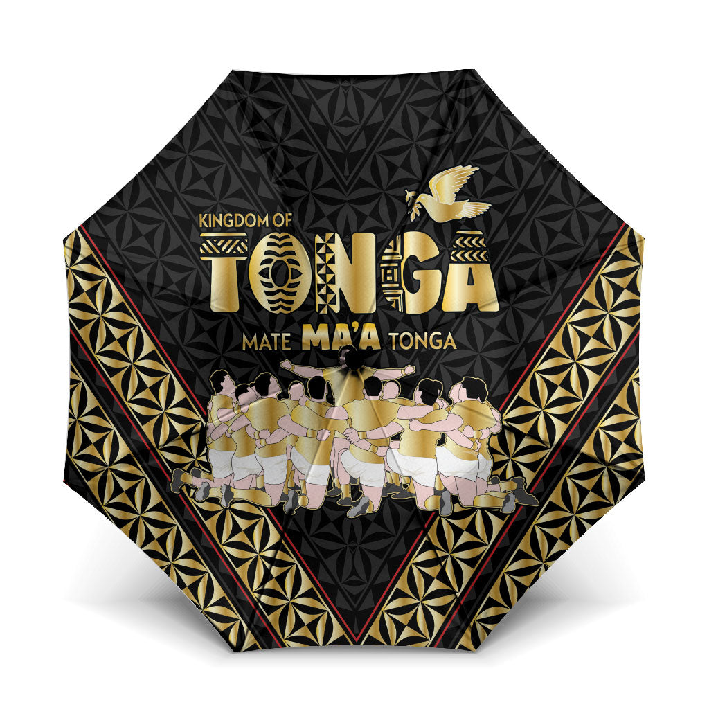 Mate Ma'a Tonga Umbrella Tongan Sipi Tau Ngatu Inspired Black LT9 One Size Folded 11.42 inch Opened Diameter 37.4 inch Black - Polynesian Pride