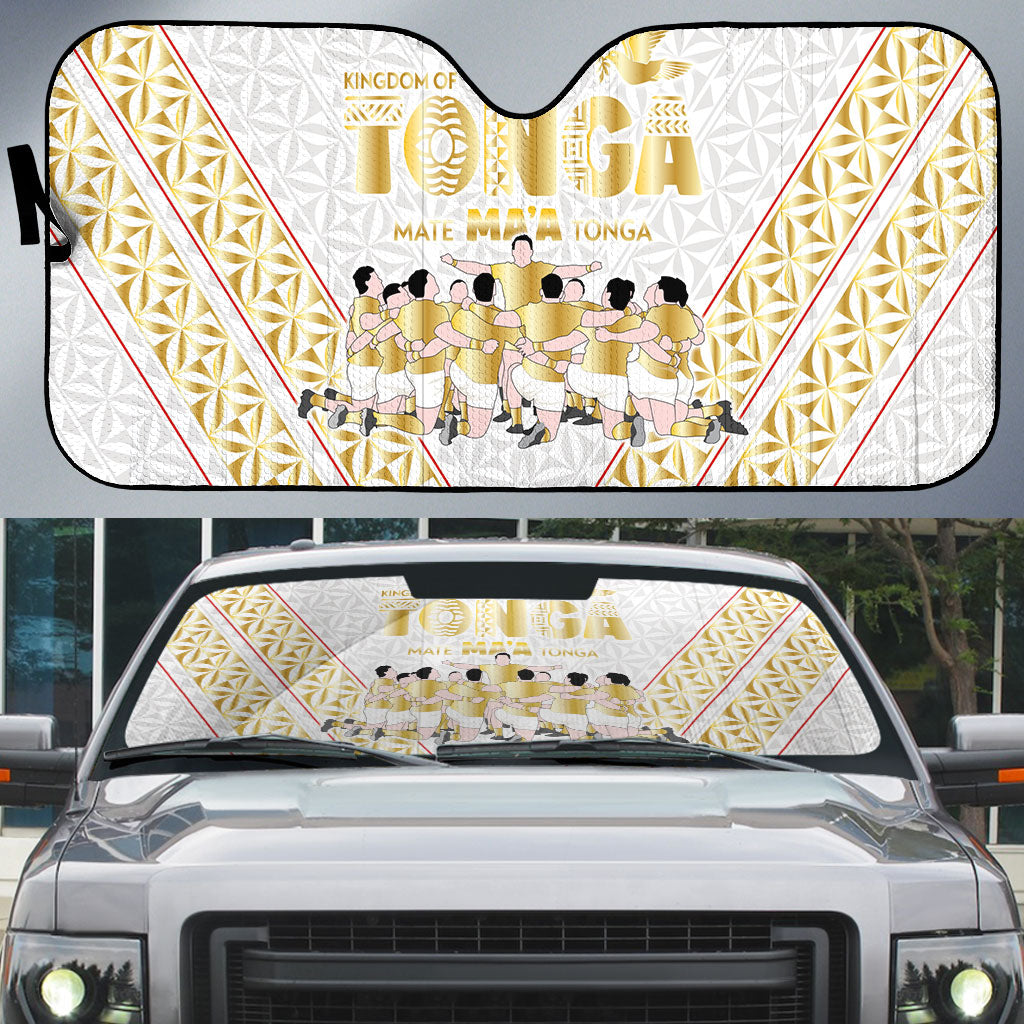 Mate Ma'a Tonga Auto Sun Shade Tongan Sipi Tau Ngatu Inspired Gold LT9 Gold - Polynesian Pride