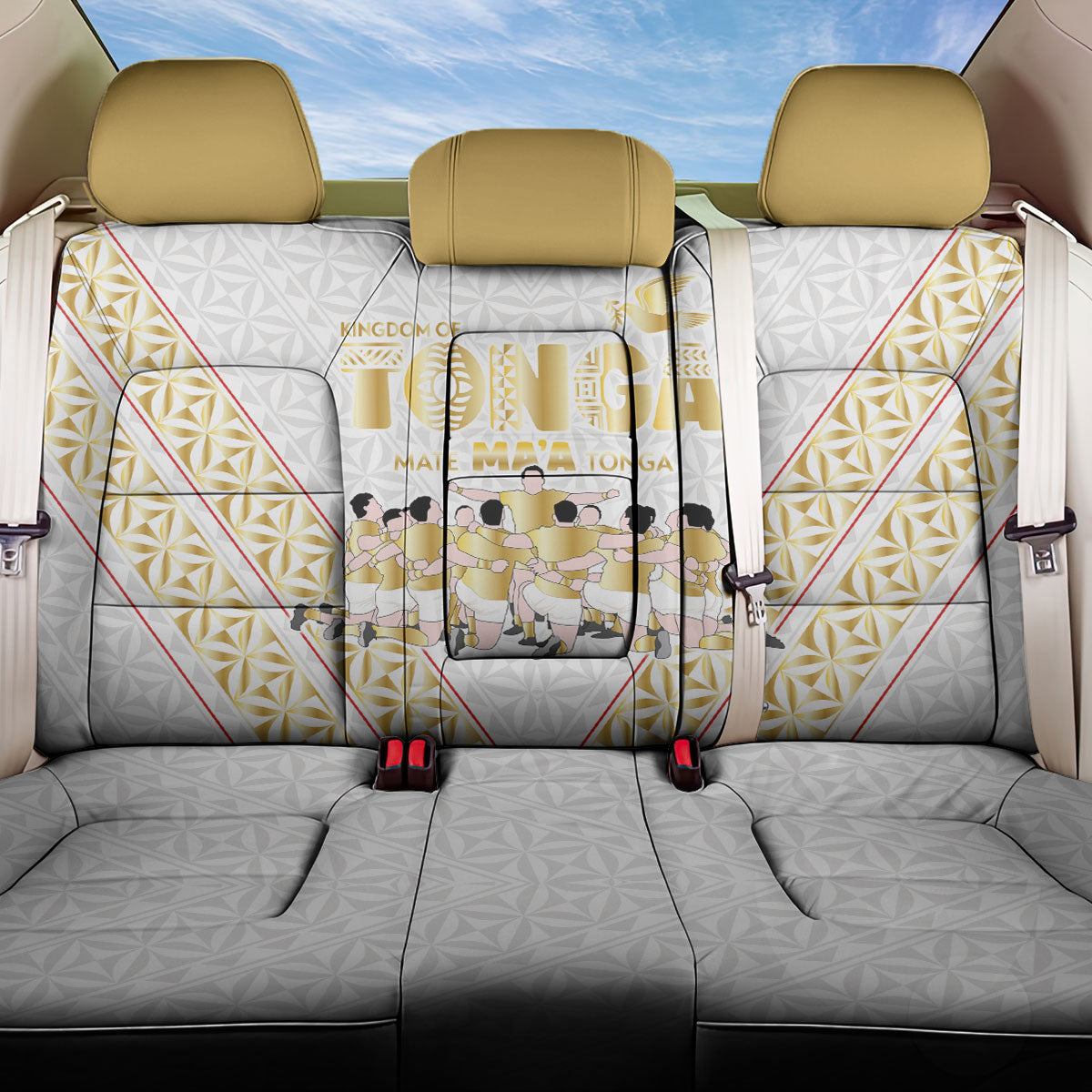 Mate Ma'a Tonga Back Car Seat Cover Tongan Sipi Tau Ngatu Inspired Gold LT9 One Size Gold - Polynesian Pride