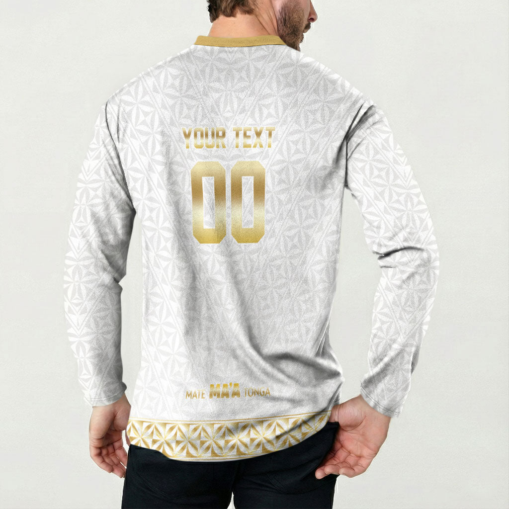 Mate Ma'a Tonga Custom Button Sweatshirt Tongan Sipi Tau Ngatu Inspired Gold LT9 - Polynesian Pride