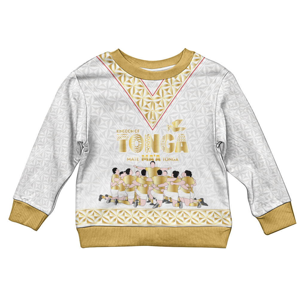 Mate Ma'a Tonga Custom Kid Ugly Christmas Sweater Tongan Sipi Tau Ngatu Inspired Gold LT9 Kid Gold - Polynesian Pride