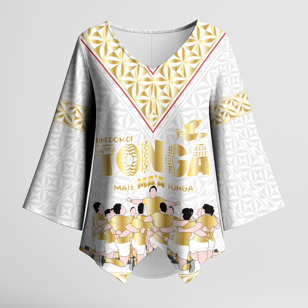 Mate Ma'a Tonga Custom Kimono Sleeve Blouse Tongan Sipi Tau Ngatu Inspired Gold LT9 Female Gold - Polynesian Pride