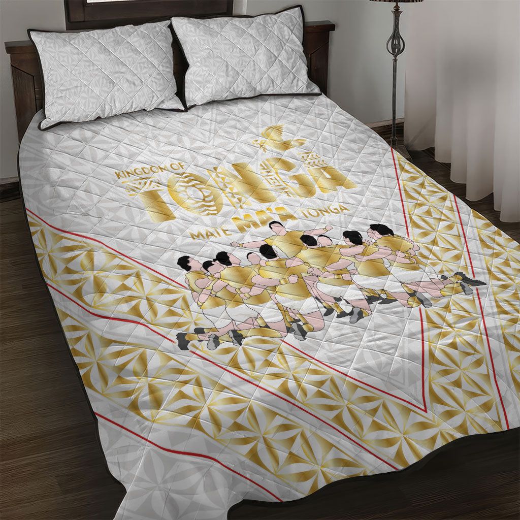 Mate Ma'a Tonga Quilt Bed Set Tongan Sipi Tau Ngatu Inspired Gold LT9 Gold - Polynesian Pride