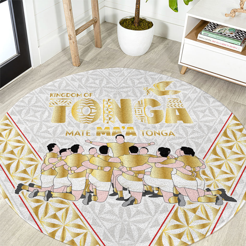 Mate Ma'a Tonga Round Carpet Tongan Sipi Tau Ngatu Inspired Gold LT9 Gold - Polynesian Pride