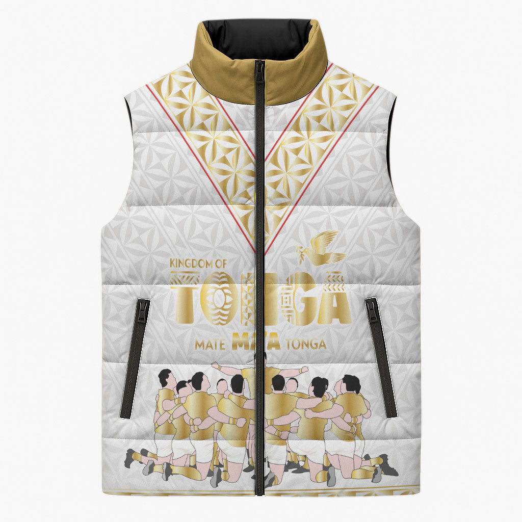 Mate Ma'a Tonga Custom Sleeveless Puffer Jacket Tongan Sipi Tau Ngatu Inspired Gold LT9 Unisex Gold - Polynesian Pride