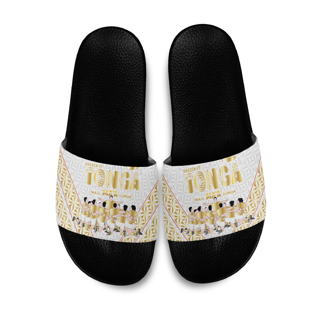 Mate Ma'a Tonga Slide Sandals Tongan Sipi Tau Ngatu Inspired Gold LT9 Gold - Polynesian Pride
