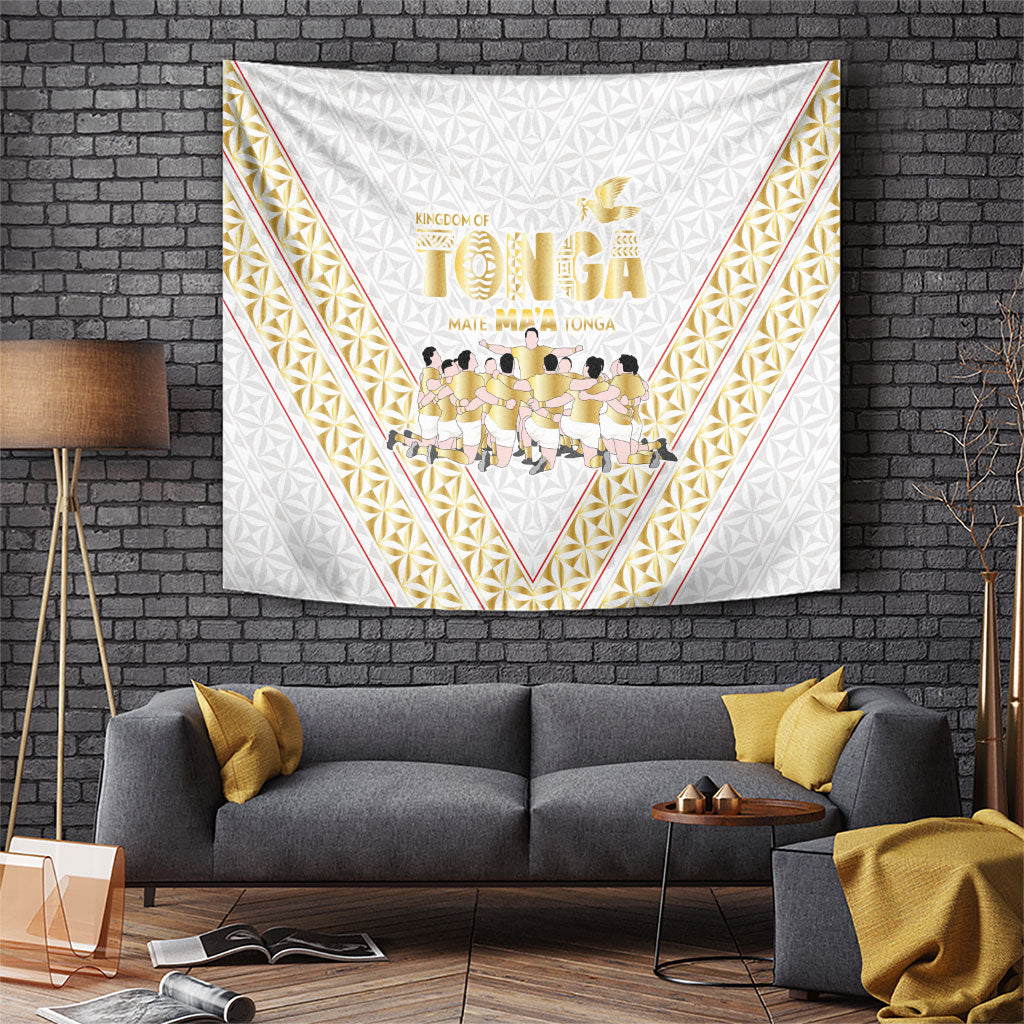Mate Ma'a Tonga Tapestry Tongan Sipi Tau Ngatu Inspired Gold LT9 Gold - Polynesian Pride