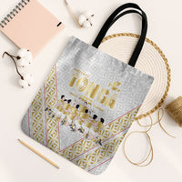 Mate Ma'a Tonga Tote Bag Tongan Sipi Tau Ngatu Inspired Gold LT9 Black Strap One Size Gold - Polynesian Pride