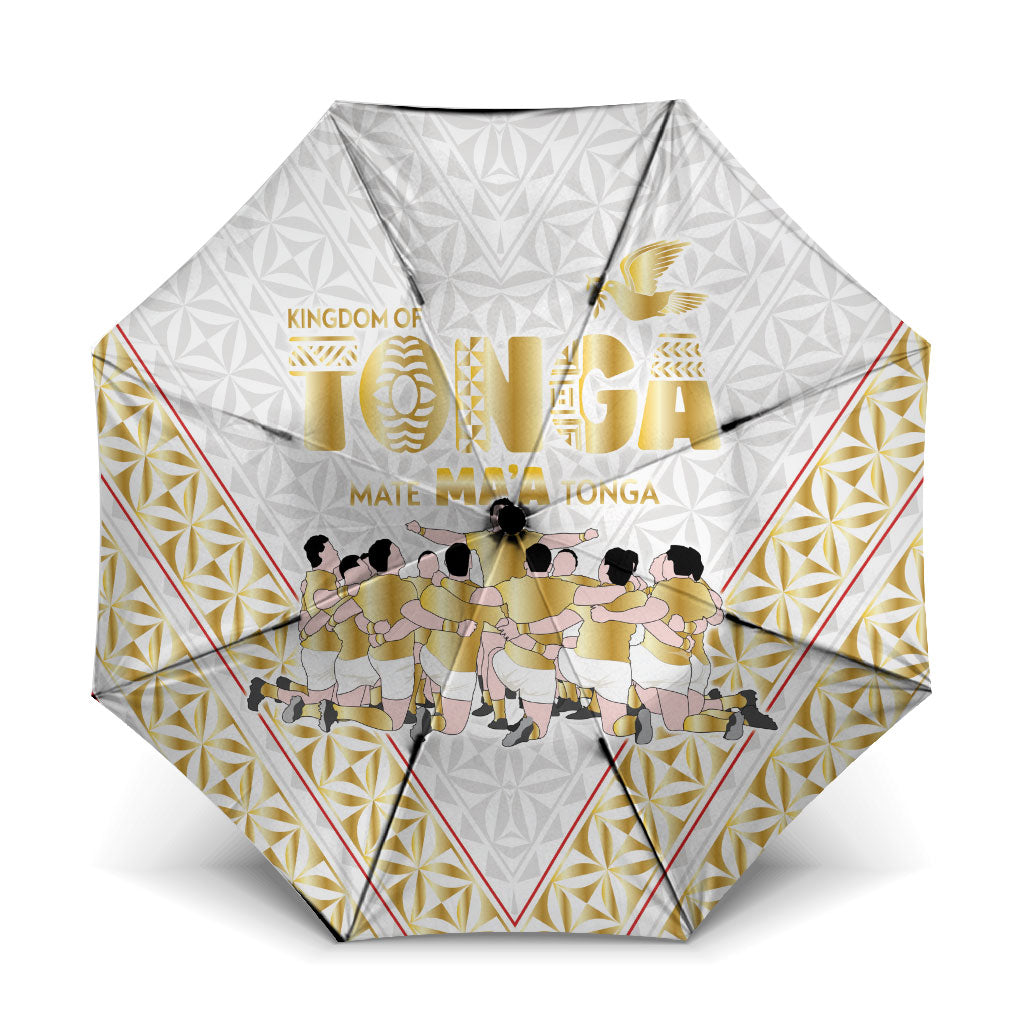 Mate Ma'a Tonga Umbrella Tongan Sipi Tau Ngatu Inspired Gold LT9 One Size Folded 11.42 inch Opened Diameter 37.4 inch Gold - Polynesian Pride