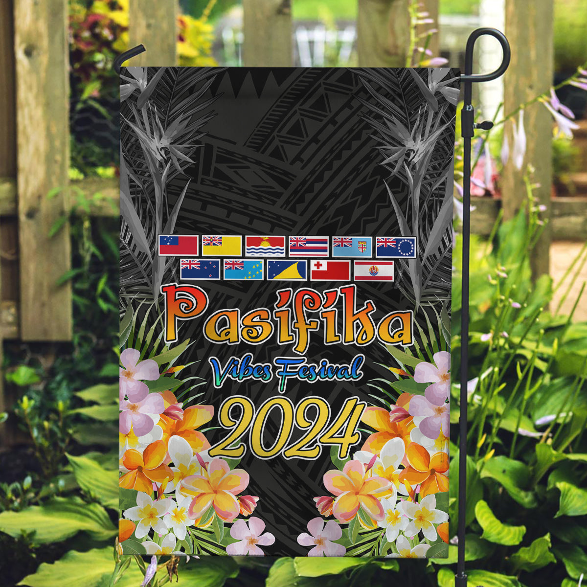 Pasifika Vibes Festival 2024 Auckland Garden Flag LT9 Garden Flag Black - Polynesian Pride