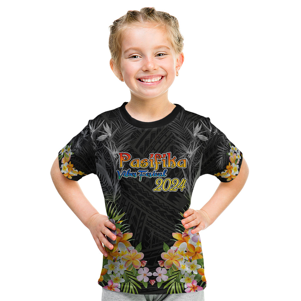 Pasifika Vibes Festival 2024 Auckland Kid T Shirt LT9 Black - Polynesian Pride