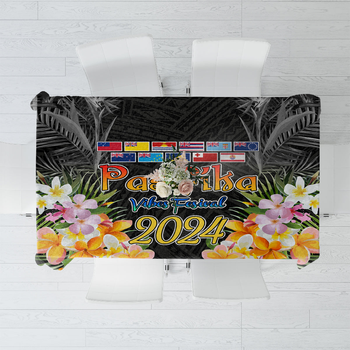 Pasifika Vibes Festival 2024 Auckland Tablecloth LT9 Black - Polynesian Pride