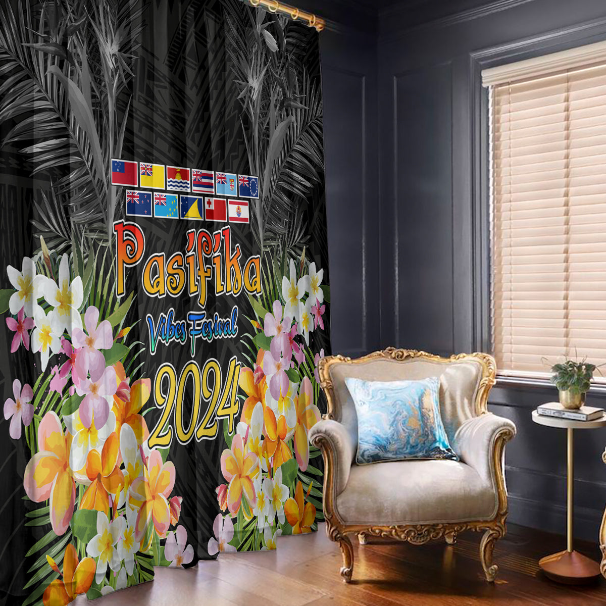 Pasifika Vibes Festival 2024 Auckland Window Curtain LT9 - Polynesian Pride