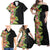 Hawaii Tropical Flowers Tribal Pattern Family Matching Off Shoulder Maxi Dress and Hawaiian Shirt No1 LT9 - Polynesian Pride